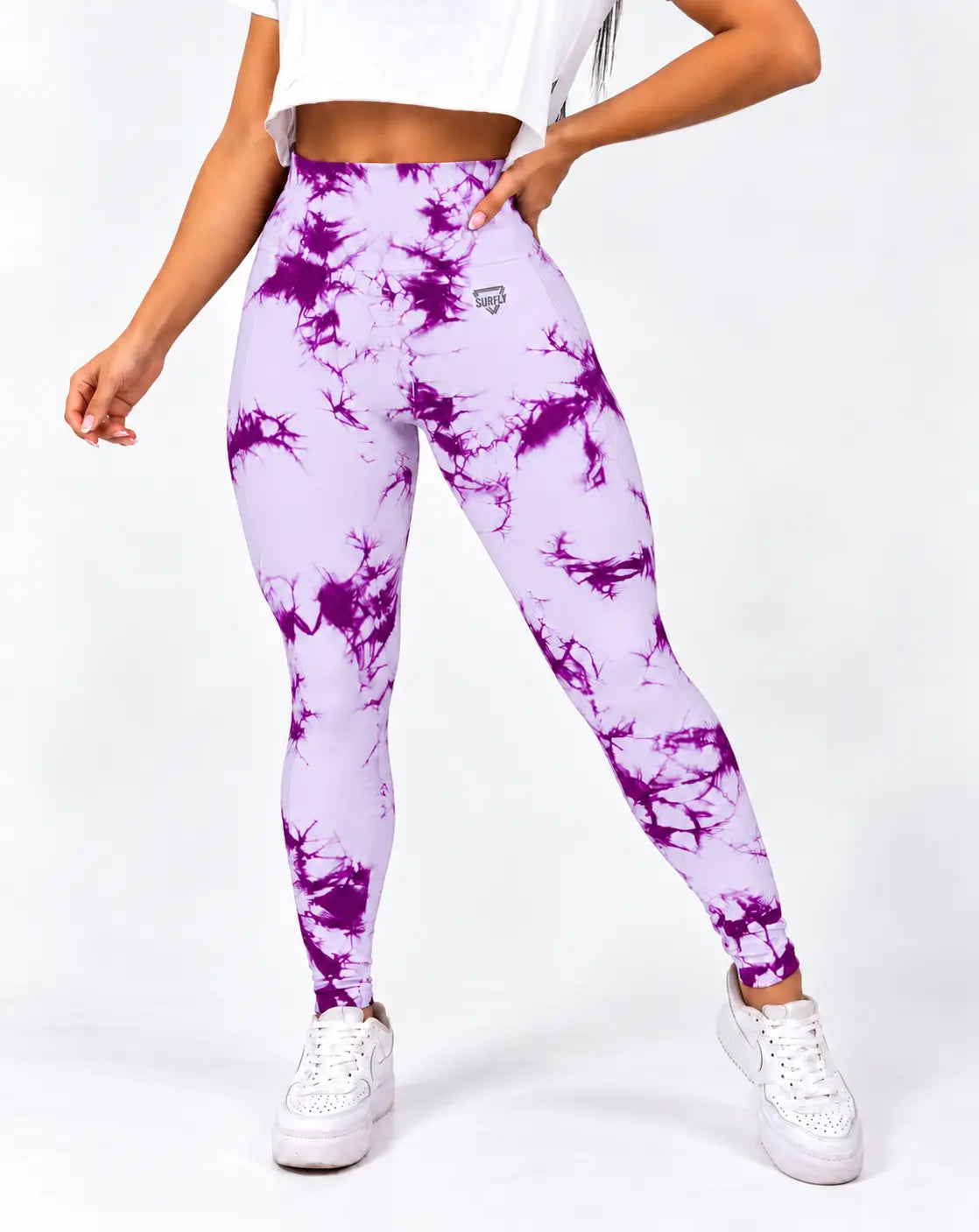 Licra larga push up lila marmolizada
