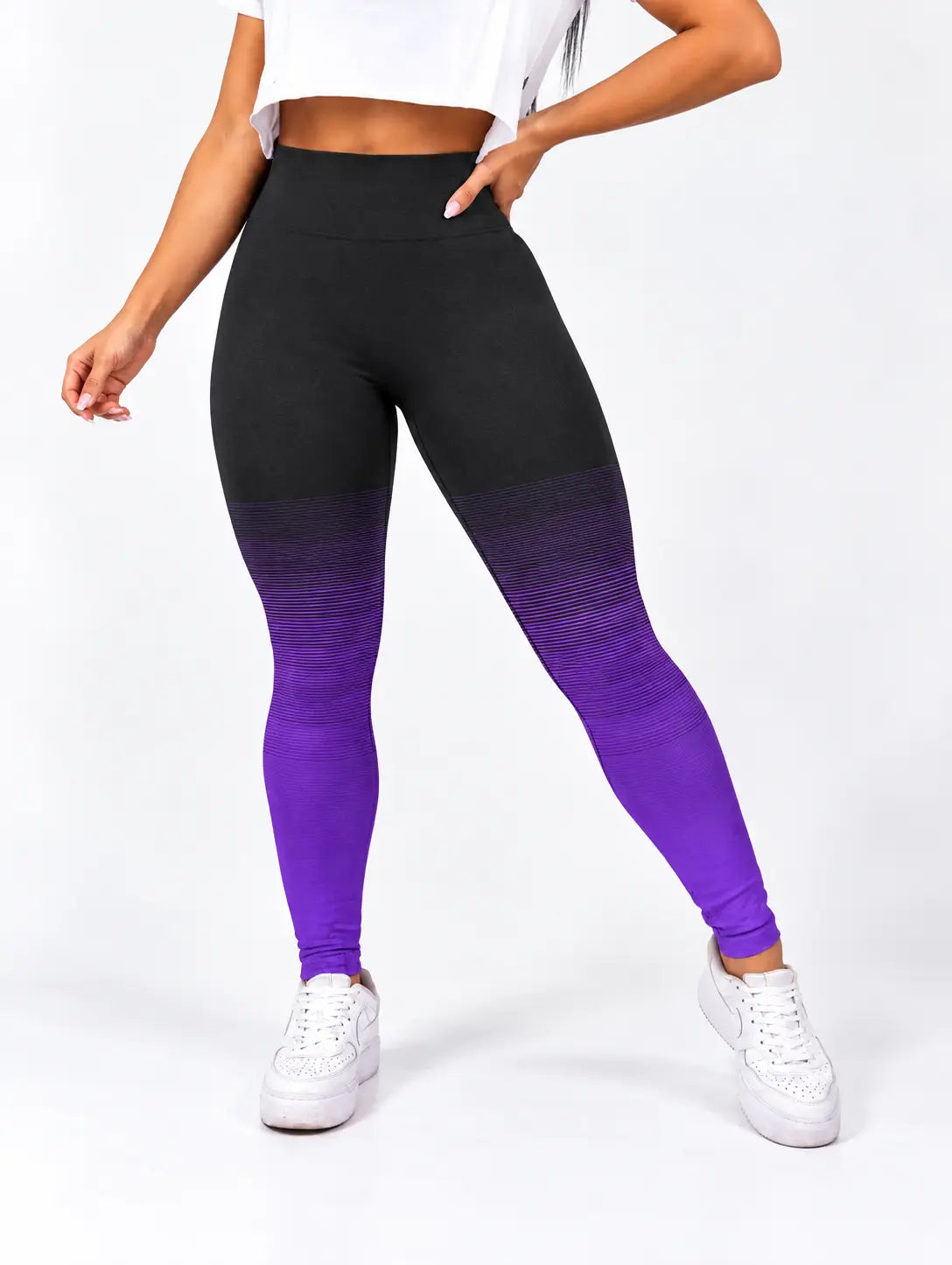Licra difuminada rayas morado