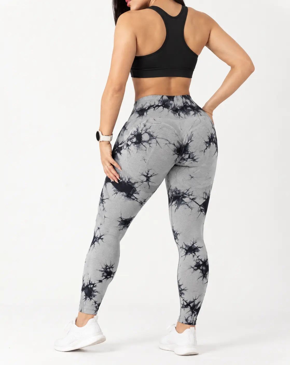 Licra larga push up gris marmolizada