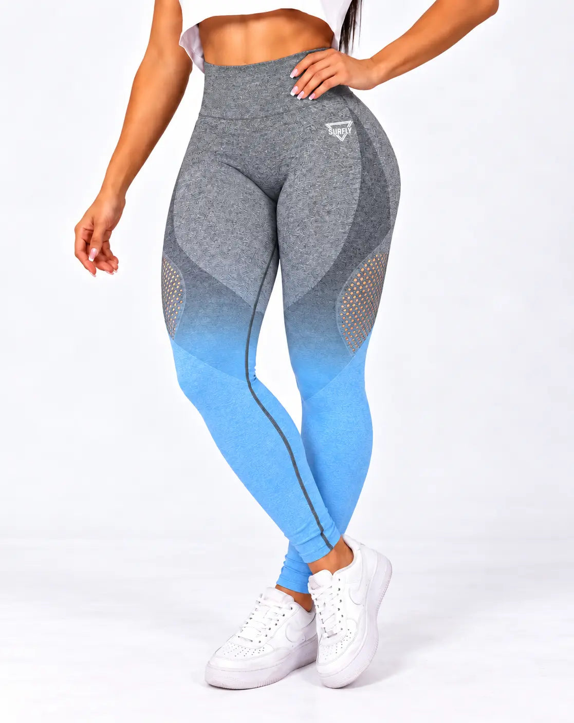Licra larga difuminada azul push up