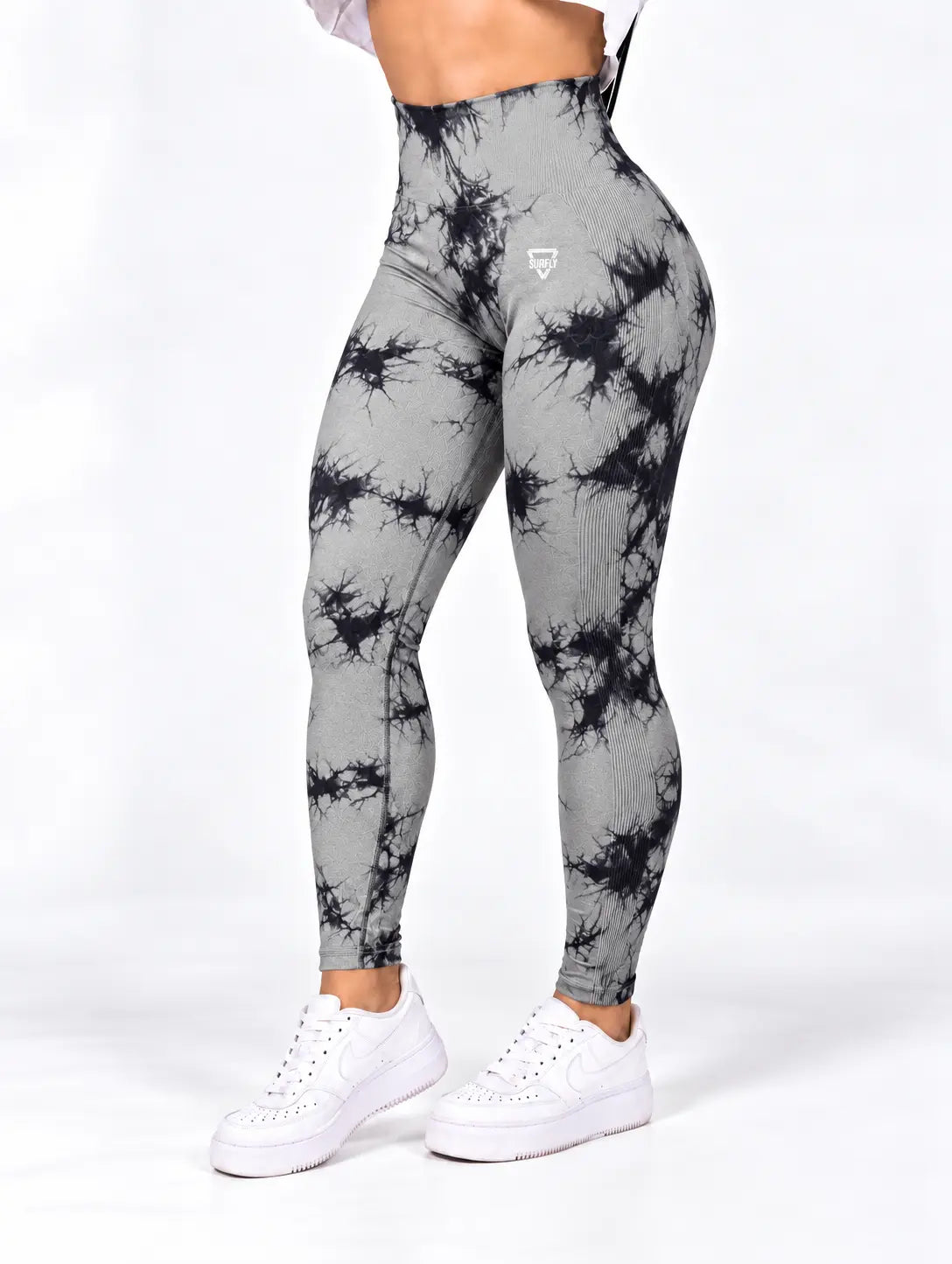 Licra larga push up gris marmolizada