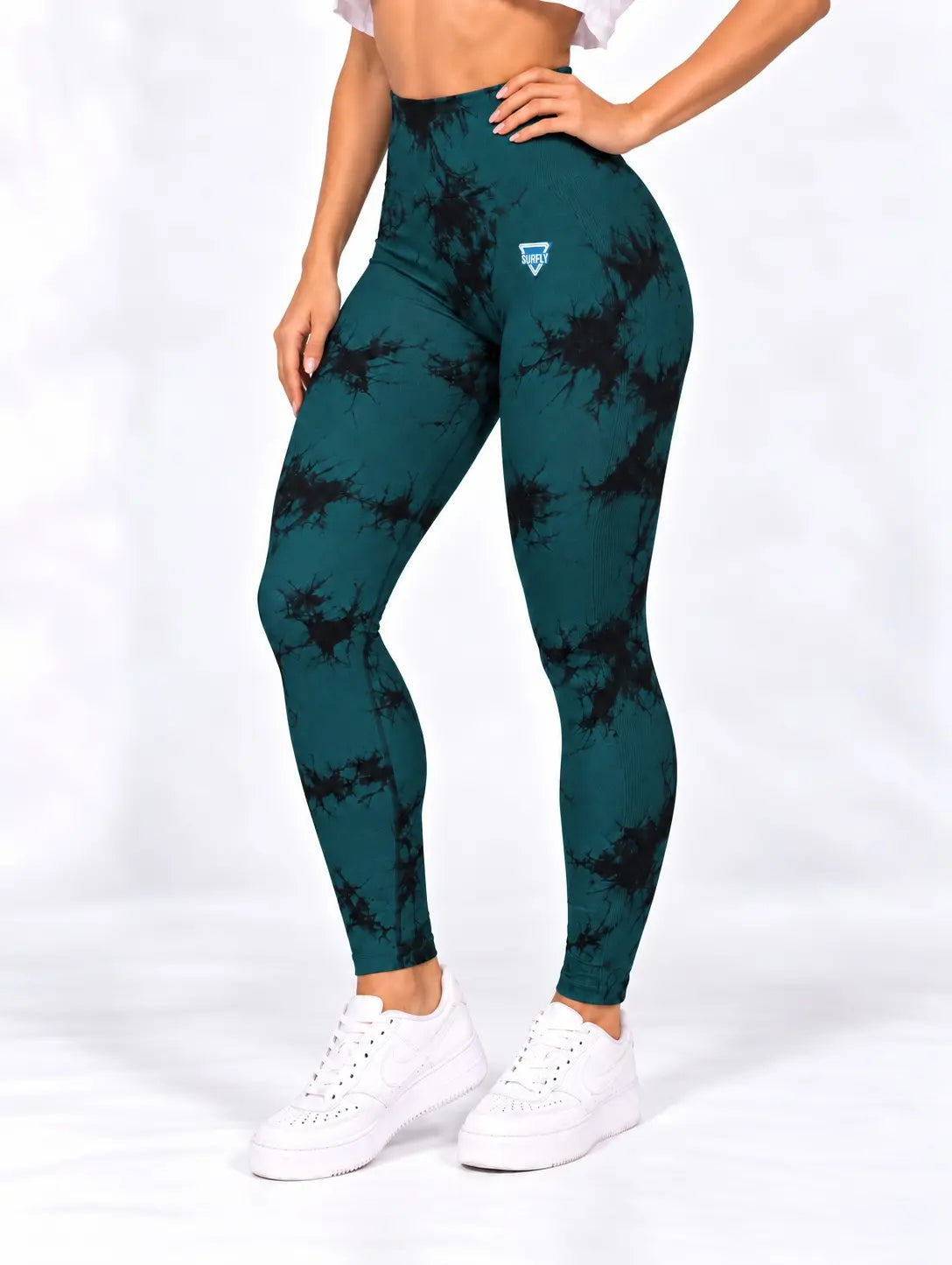 Licra larga push up verde marmolizada